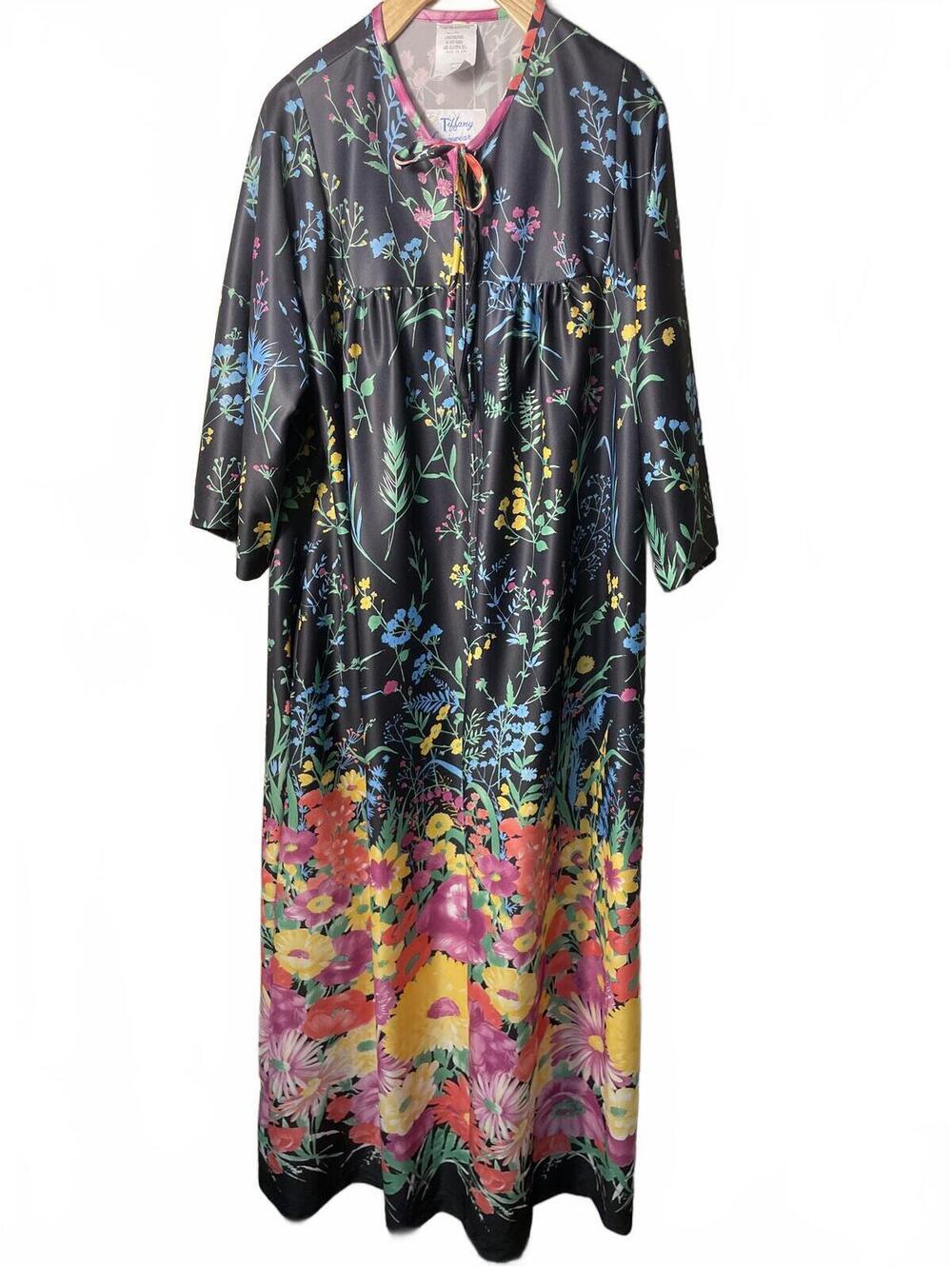 Tiffany Loungewear Floral Maxi Dress Women's Large Vintage - Picture 6 of 7